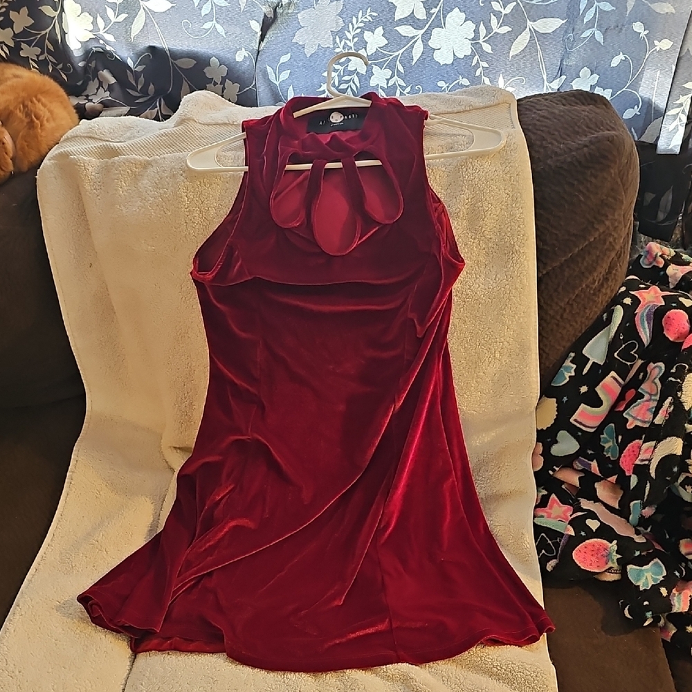Guess Red Velvet Sleeveless Dress